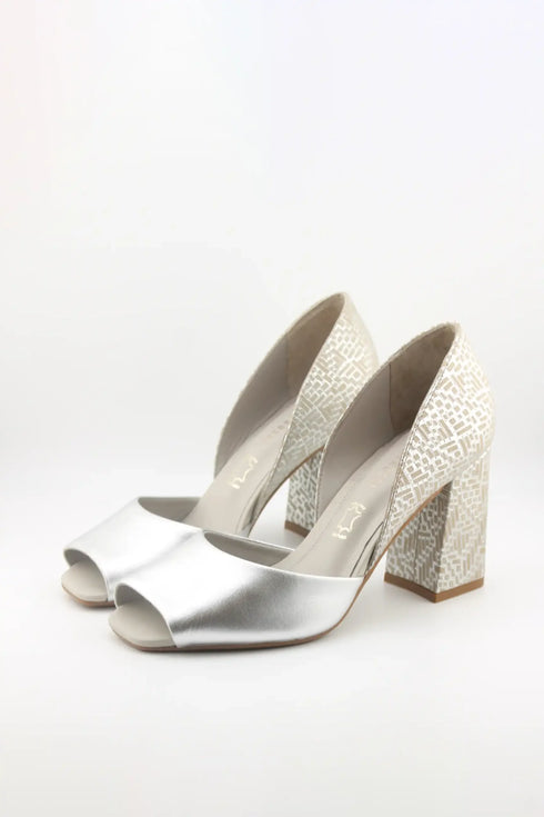 Capelli Rossi Geometric Heel Open-Toe Pumps